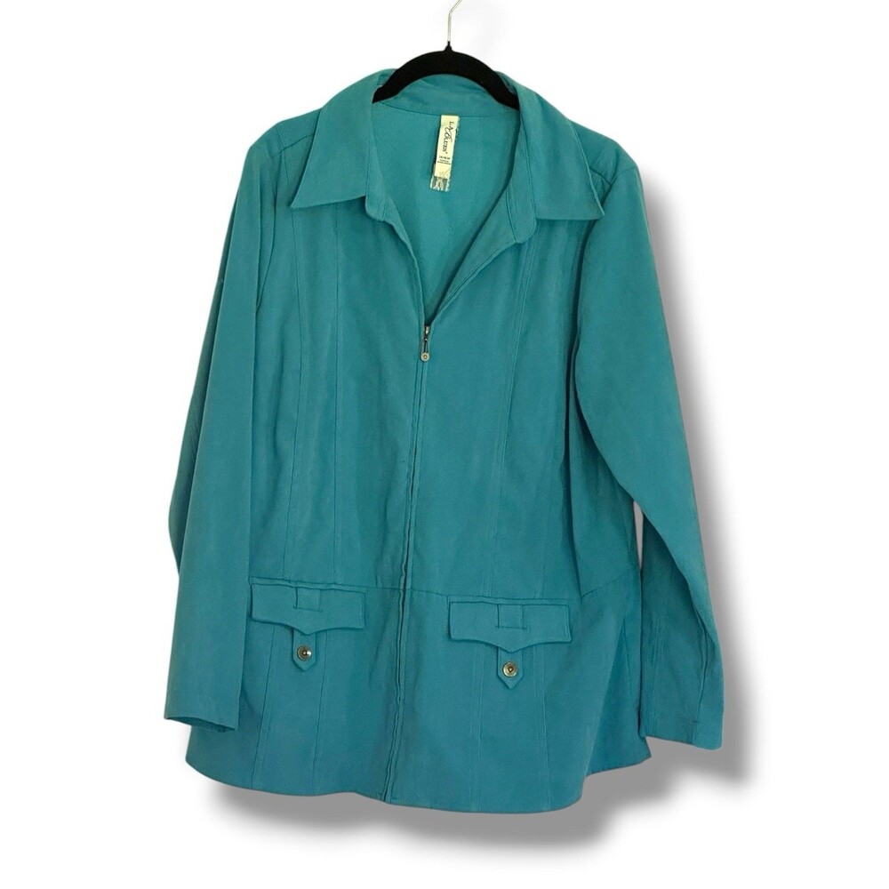 L.A. Blues Women’s Vintage 90’s Full Zip Teal Jacket  14/16W Lightweight